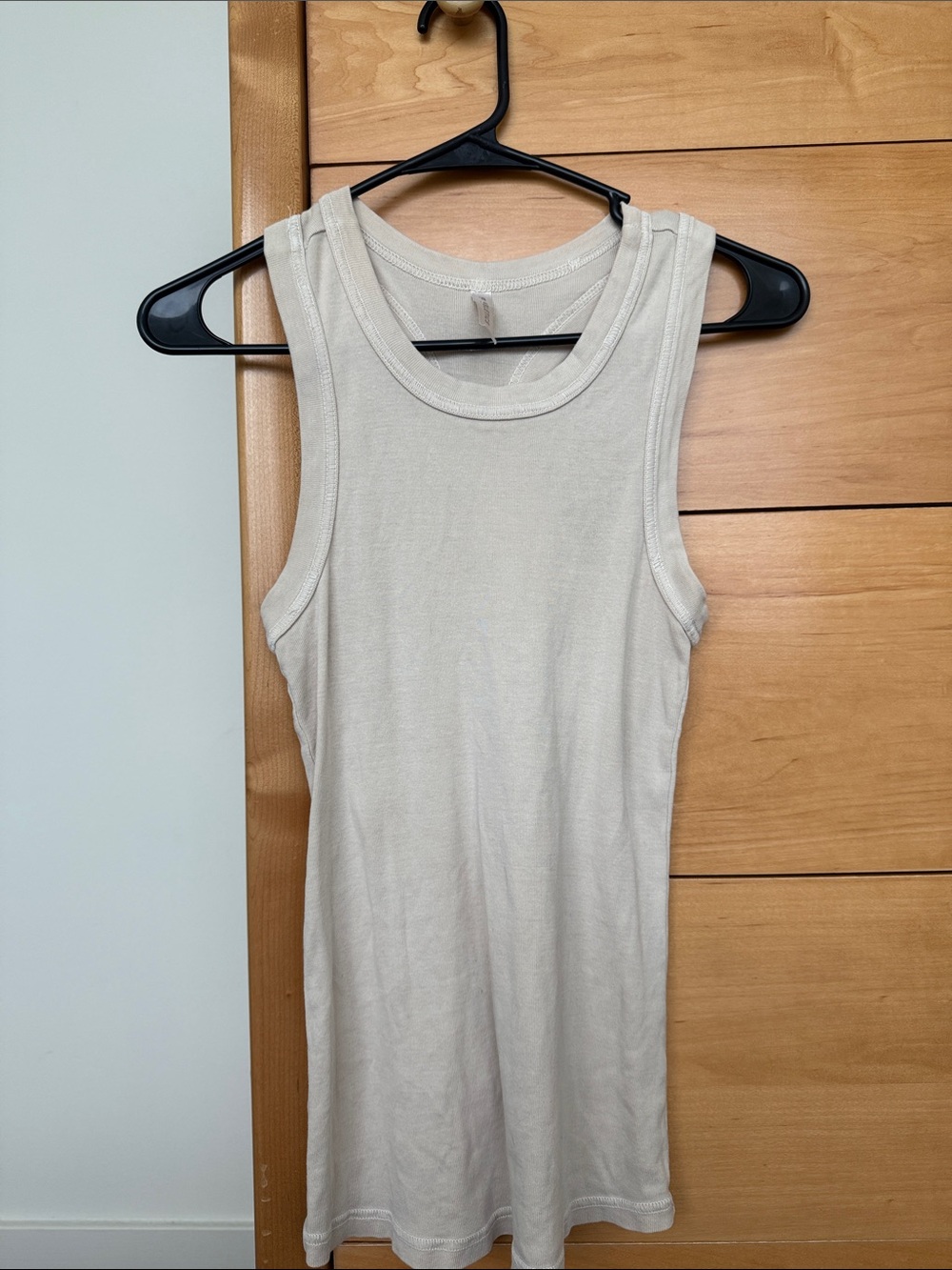 Fabletics Cream Ribbed Tank — Sleeveless Athletic Fit